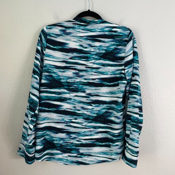 NEW Calvin Klein Womens XS Button Up Blouse Abstract Print Shirt Top - Picture 8 of 9